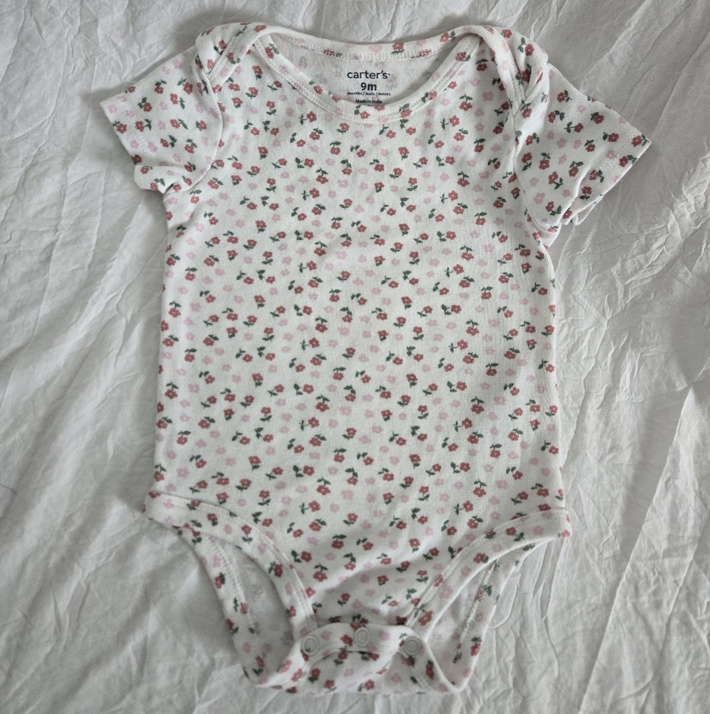 Carter's White and Pink Floral Bodysuit Soft Cotton One Piece